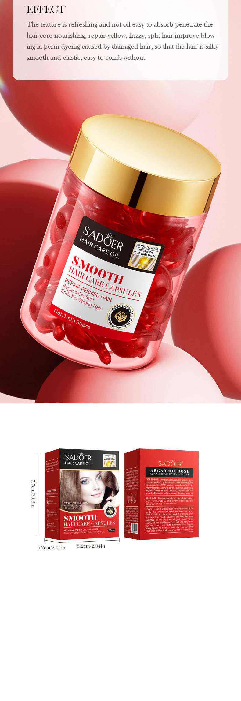 Nut Oil Hair Care Capsules SADOER Improve Frizz Essential Oil Capsule Conditioner  Wholesale