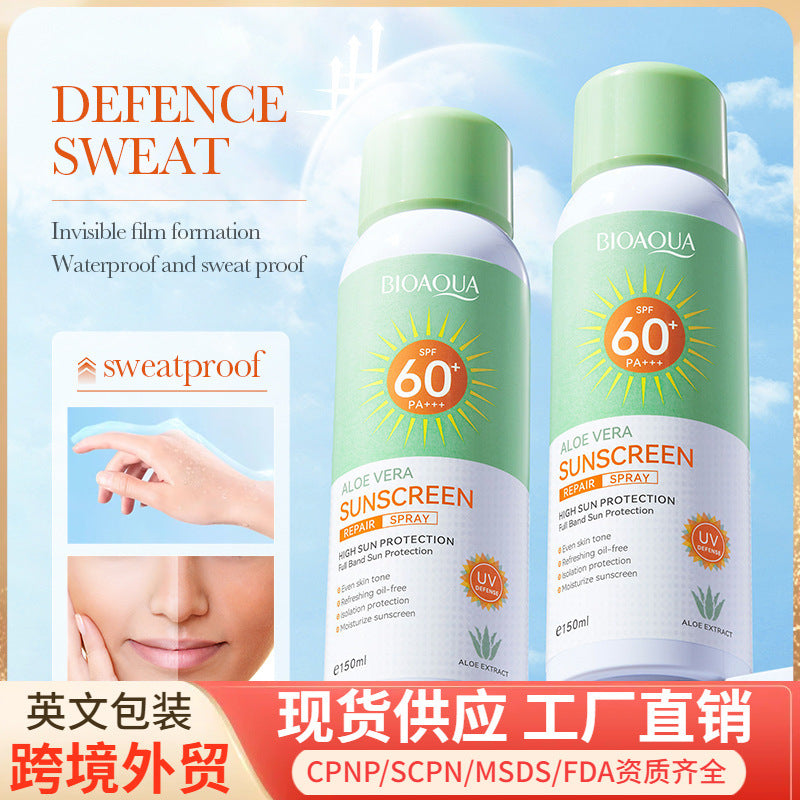 BIOAOUA Aloe Vera Sunscreen Sunscreen Isolation Refreshing Three-in-One Sunscreen Spray Wholesale