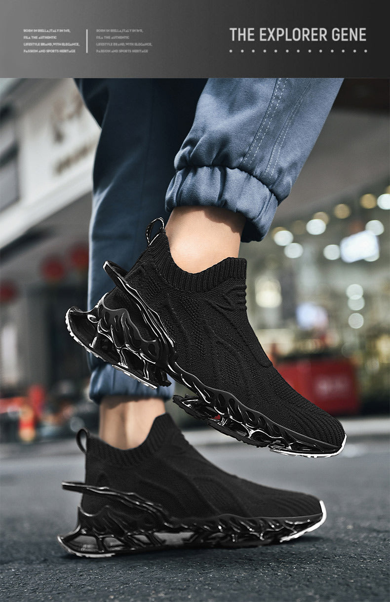 Summer Breathable Mesh Large Size Men's Shoes Trendy Mesh Shoes Men's Blade Running Shoes Sports Height-Increasing Flyknit Socks Trendy Shoes