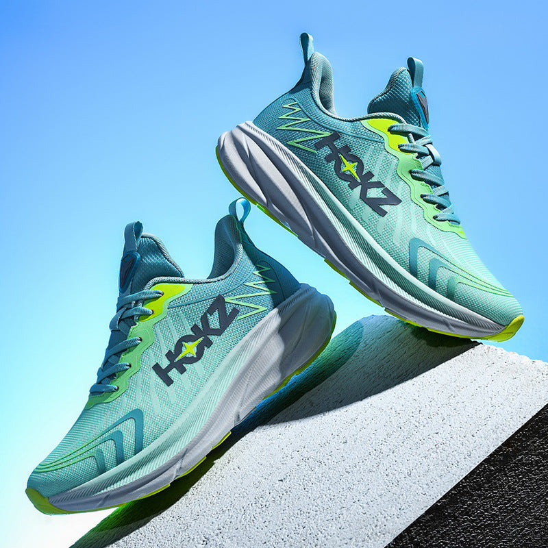 Foreign Trade New Running Shoes for Men and Women, Mesh Breathable Lightweight Cushioned Non-Slip Marathon Shoes for Long Distance Running and Jogging Training