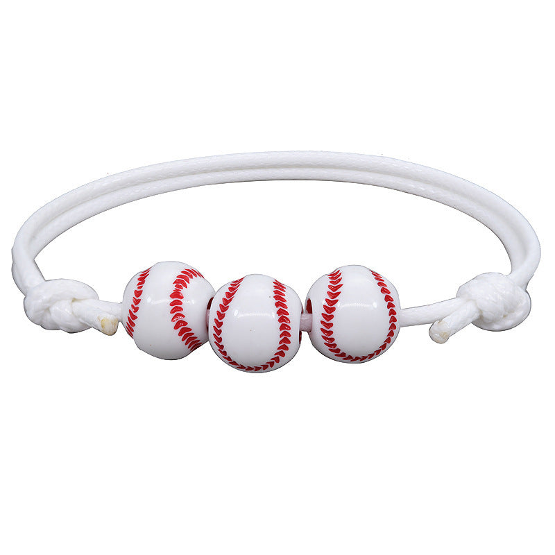 Basketball Wax Thread Braided Bracelet Men's Sports Gift Black and White Rope Wrap Bracelet Tennis Football Braided Bracelet