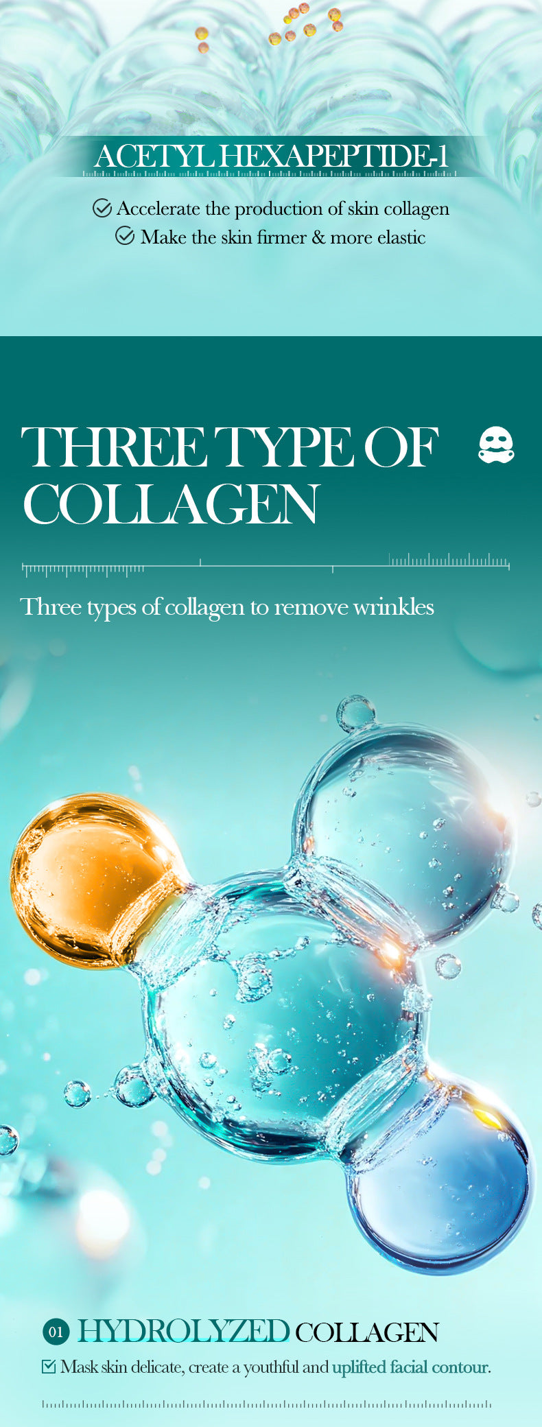 Polypeptide Collagen Protein3D Lifting and Firming Face Mask SADOER Hydrating and Moisturizing Face Mask Wholesale