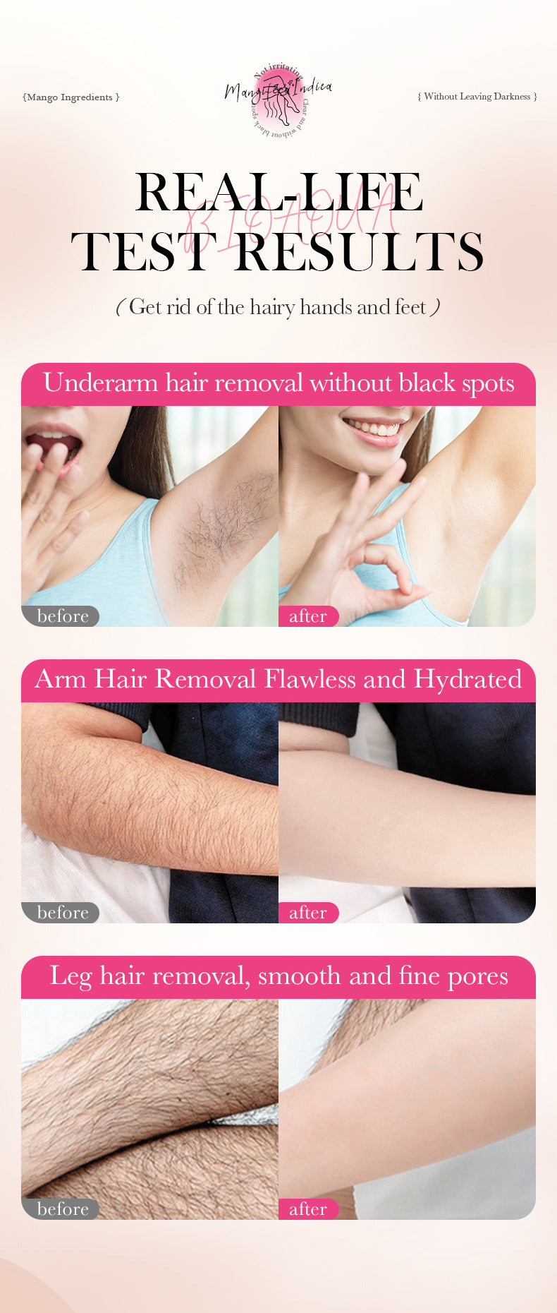 Mango Soothing Hair Removal Cream40g BIOAOUA Non-irritating Underarm Hair Removal Cream  Wholesale