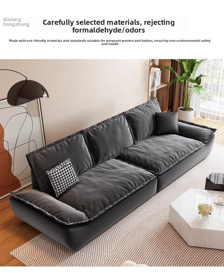 Italian Minimalist Sailboat Sofa Light Luxury Home Living Room Large Sofa Rental House Small Apartment Straight Row Fabric Sofa