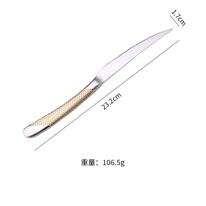410Stainless Steel Star Diamond Western Steak Knife Fork Spoon Middle Eastern Titanium Coated Hotel Cutlery Knife Fork Spoon Partial Gold