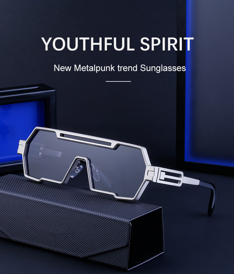 Vintage Sunglasses for Men, Steampunk Style, Irregular Sunglasses, High-End Driving Glasses, Sun Protection Integrated Glasses for Women