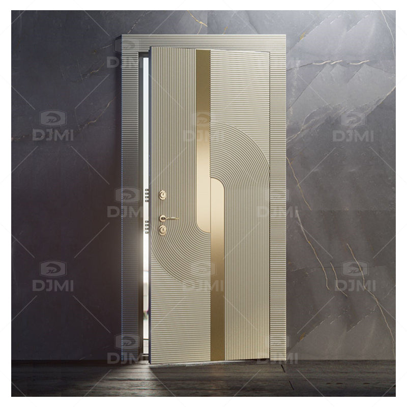 Luxury Villa Entrance Security Doors Aluminium Metal Front Exterior Doors Modern Stainless Steel Pivot Entry Doors