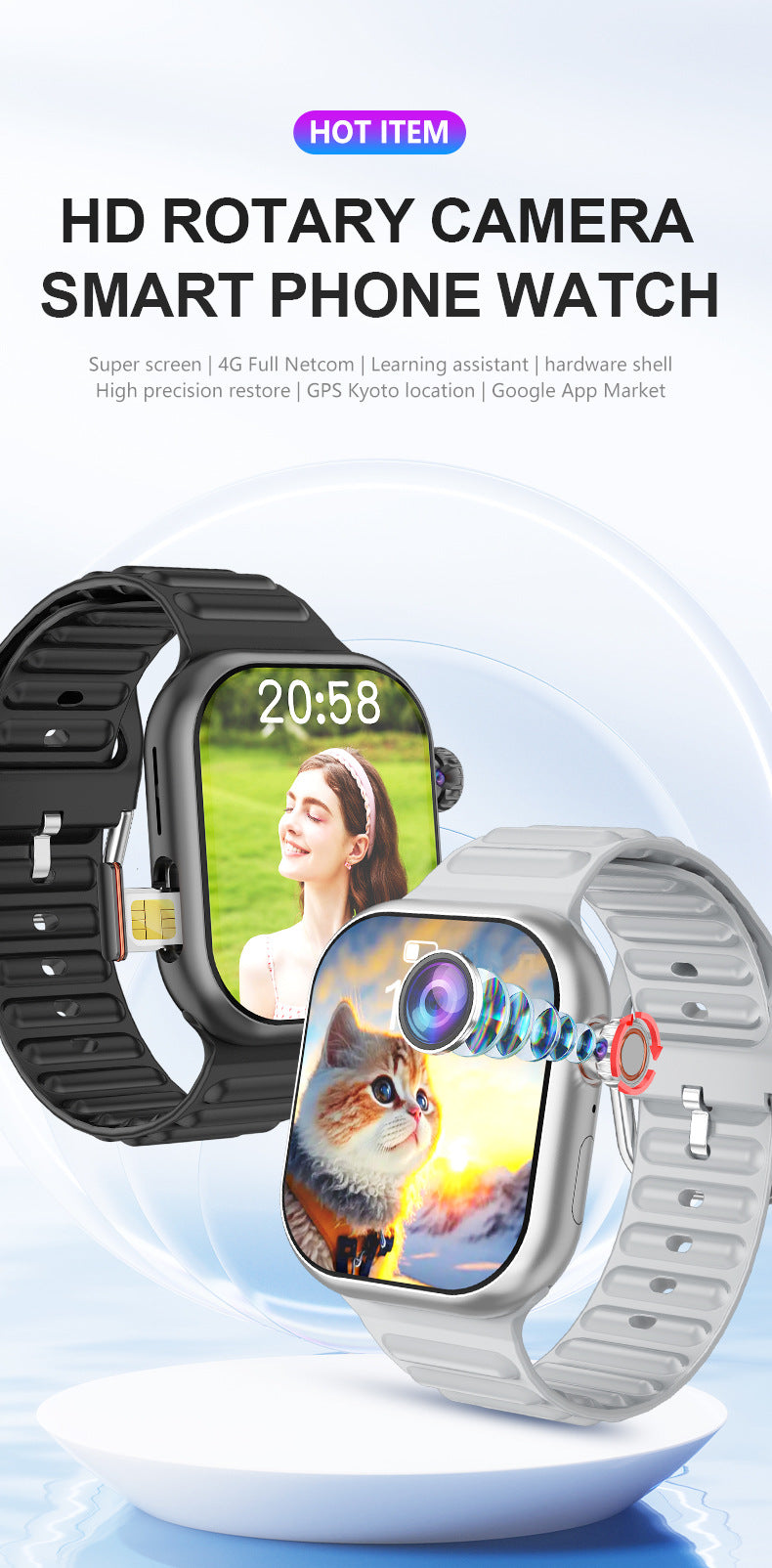 B29Smart Watch5G Plug-in Card Full Netcom Google Store APP Download Rotating Camera Video Call Photo