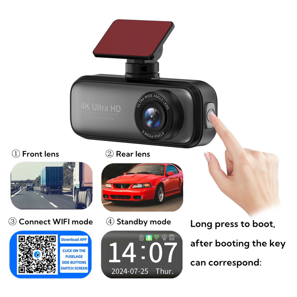 V26C4K Dual-lens Dash Cam HD Ultra Wide Angle Night Vision WiFi Front and Rear Double Recording GPS Car