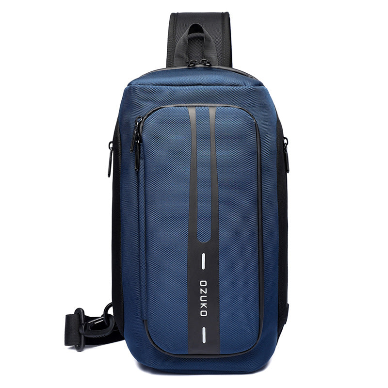 OZUKO Men's Functional Chest Bag Waterproof Crossbody Bag Multifunctional Shoulder Bag Outdoor Sports Large Capacity Trendy Bag