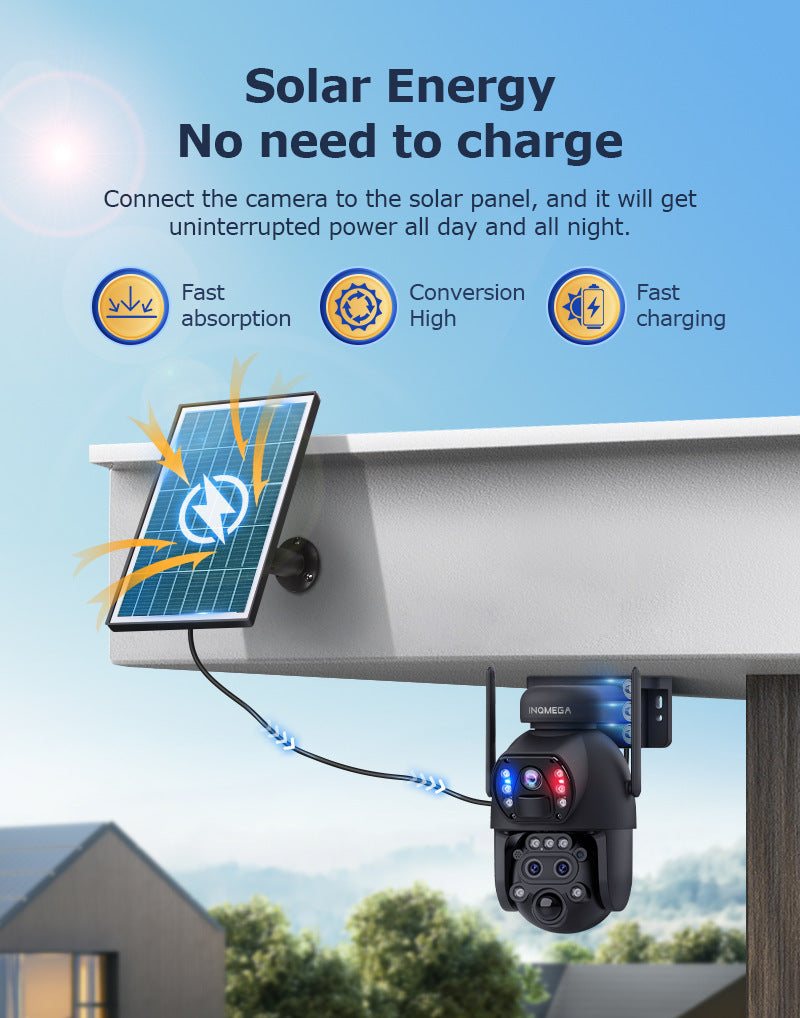 Low power consumption solar surveillance camera with three lenses152x Zoom Pan Tilt Camera UBOX Intelligence