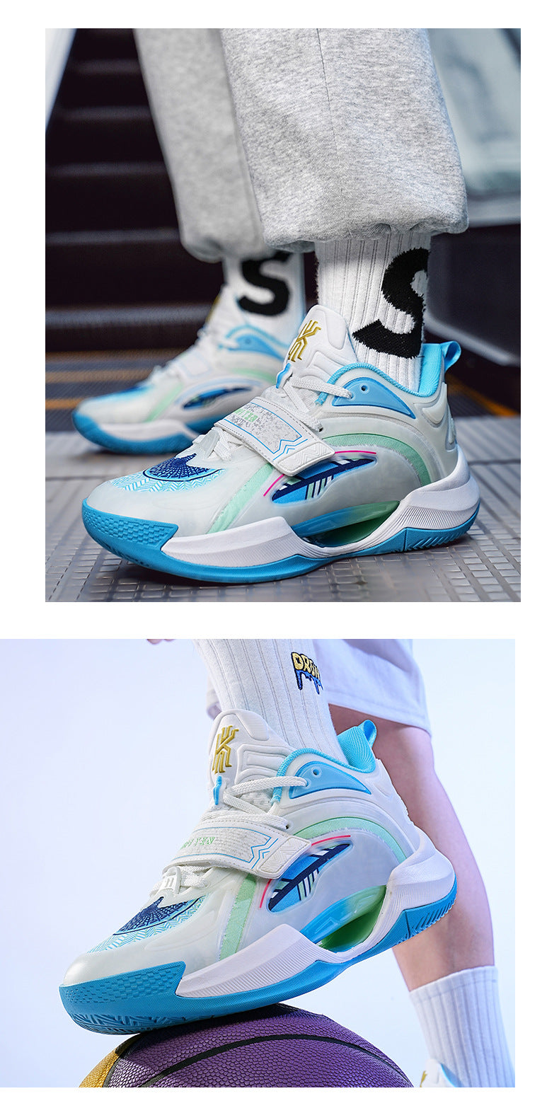 Plus Size Trendy Fashion Mesh Breathable Sports Shoes Youth Training Combat High Elastic Wear-Resistant Basketball Shoes