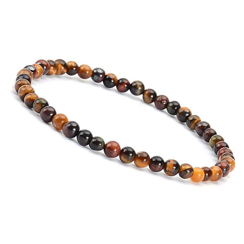 4mm Tiger Eye Stone Bracelet Small Natural Stone Striped Agate White Pine Beaded Moonstone Women's Bracelet