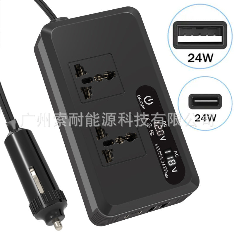 Export Car Inverter200W 12V Turn110V/220V Universal Socket for European, American, and Brazilian Standards