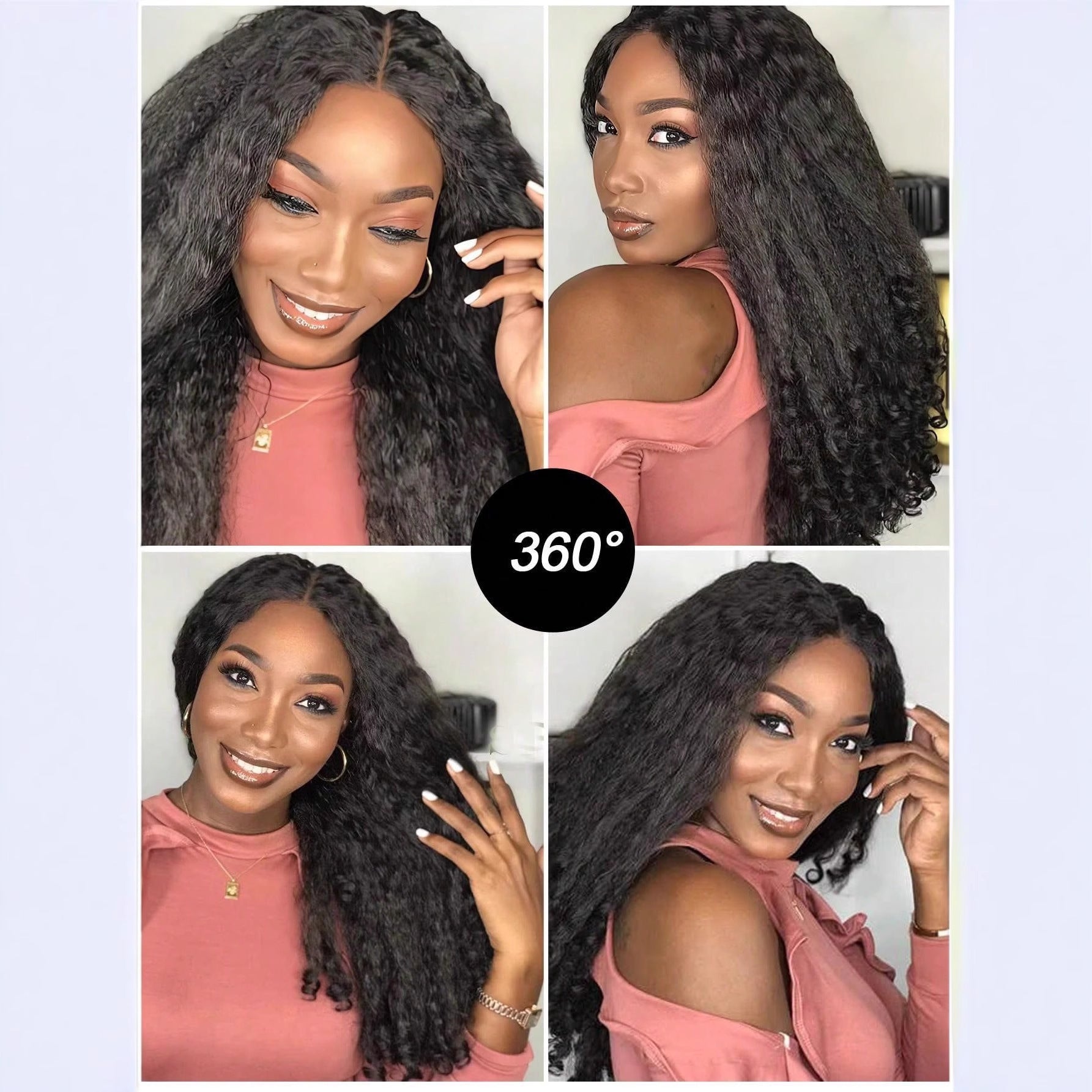YAKI Straight Hair with Curly Ends Synthetic Wig V High-Temperature Fiber Wig with Hollow Top