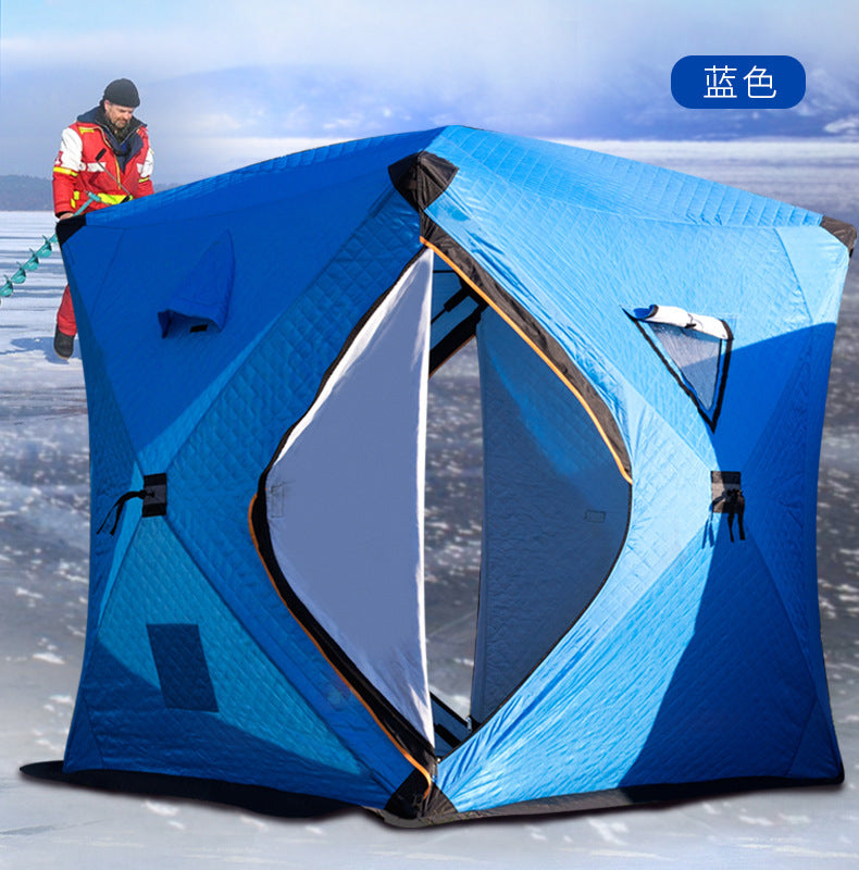 Cold-Proof Multi-Person Snow Fishing House Easy-to-Carry Sauna Winter Fishing Tent Outdoor Winter Fishing Cotton Fabric Warm Ice Fishing Tent