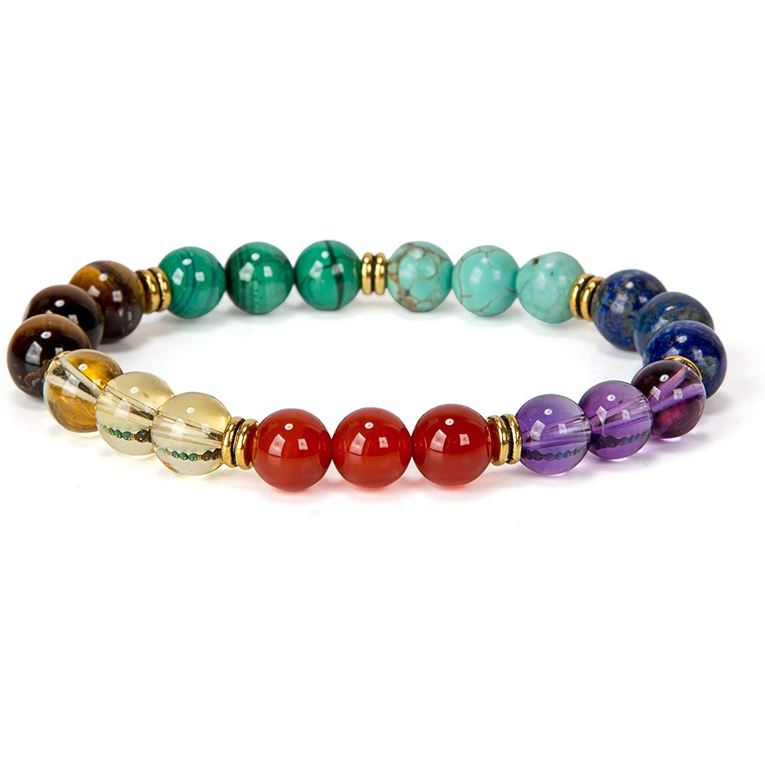 European and American Crystal Bracelet8MM Beaded Natural Stone White Pine Malachite Colorful Elastic Bracelet