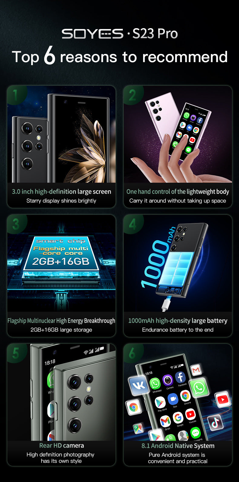 S23pro Mini Smartphone Ultra Small Quad-Core Android System Google Backup Hot Sale