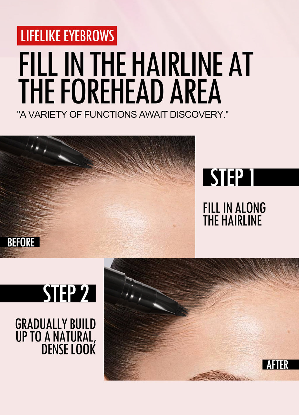 Specially Designed Multi-Pronged Plush Waterproof Eyebrow Pencil Long-Lasting Non-Fading Liquid Eyebrow Pencil for Distinct Wild Eyebrows