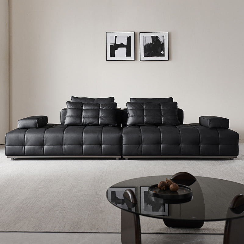 Lawrence Genuine Leather Sofa Italian Minimalist Style for Small and Large Apartments, Villas, and Clients, Corner Sofa, Modern Straight Row Leather Sofa Shipping and tax not included