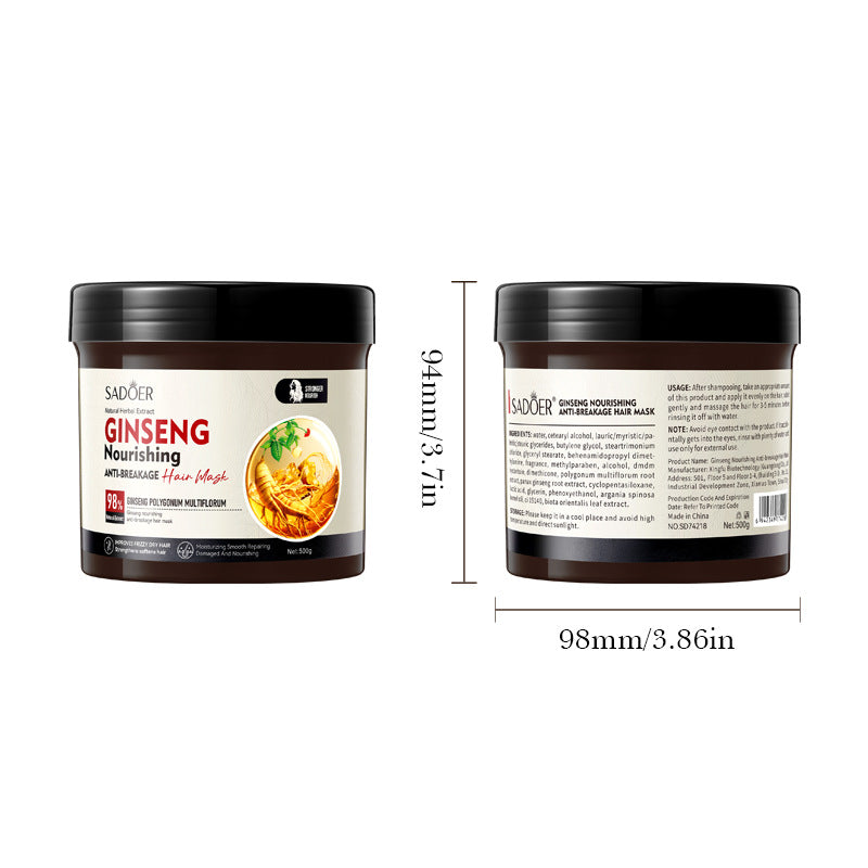 Ginseng and Polygonum Multiflorum Hair Mask SADOER Nourishing Anti-Breakage Smooth Voluminous Hair Mask  Wholesale
