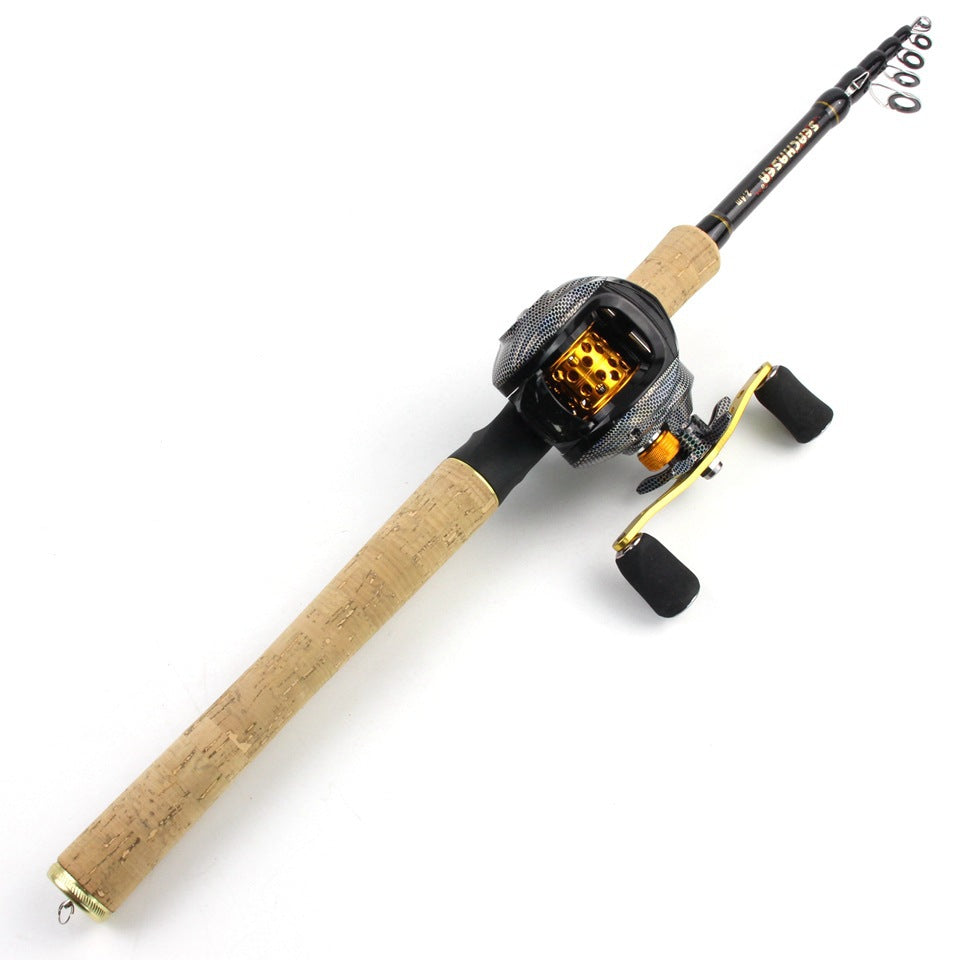A Fishing Gear Gun Handle Retractable Lure Water Drop Reel Combo Ultra-light Ultra-short Fishing Rod Wooden Handle Rod