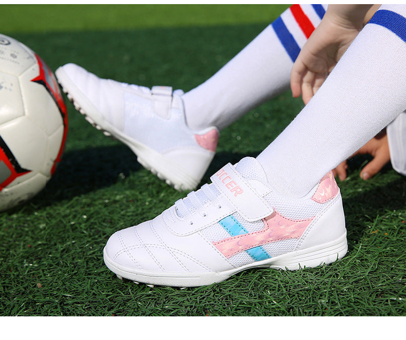 New football shoes for men and women with Velcro for children TF Broken Nail Style Youth Student Grassland Flat Training Shoes