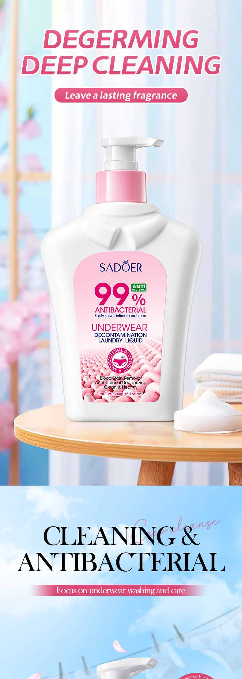 Antibacterial Stain Removal Underwear Laundry Detergent SADOER  foreign trade wholesale of laundry detergent for cleaning clothes