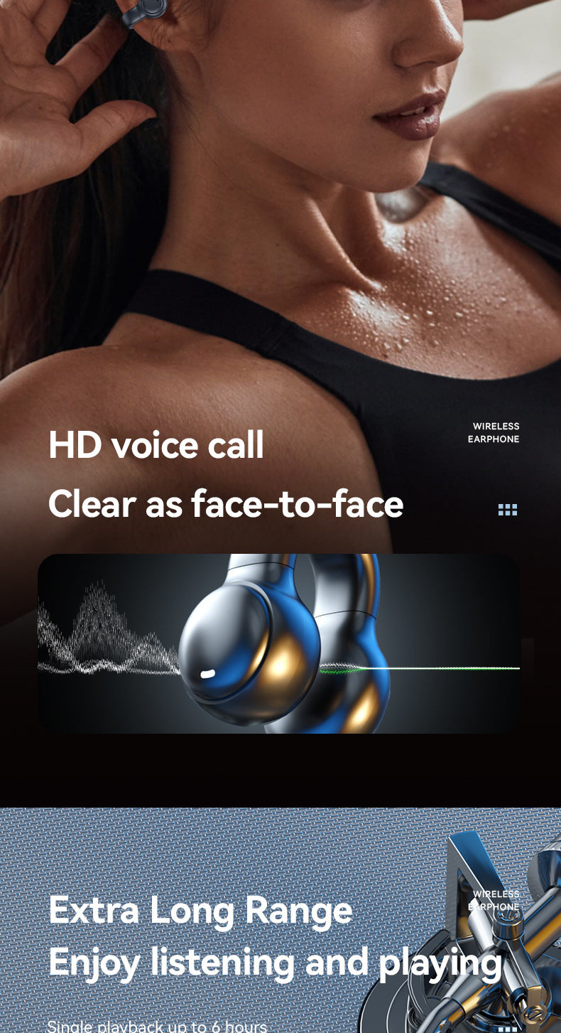 M47New Private Model Ear Clip Bone Conduction Bluetooth Earphones Non-In-Ear Sports Digital Display Long Battery Life Earphones