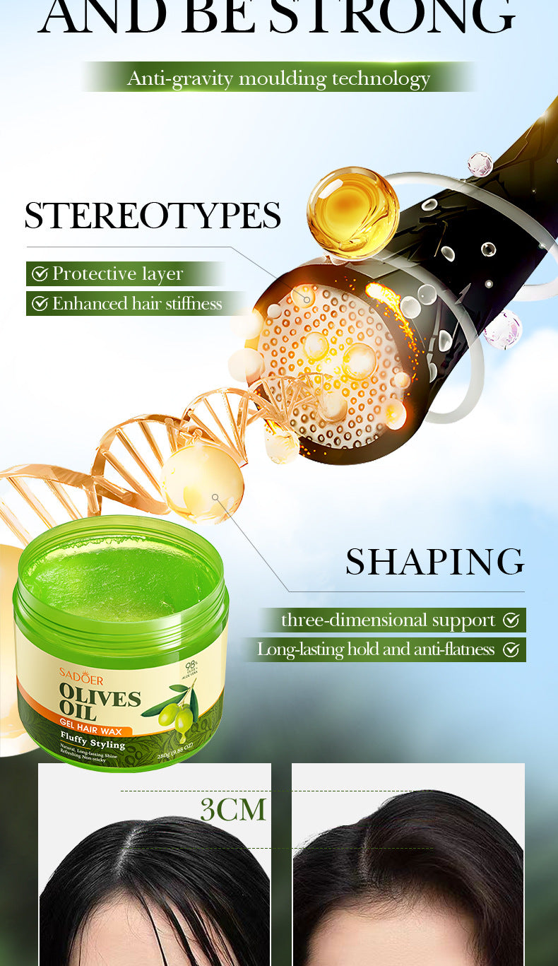 Olive Oil Hair Styling Wax SADOER Nourishing Gel Styling Fluffy Hair Wax  Foreign Trade Wholesale