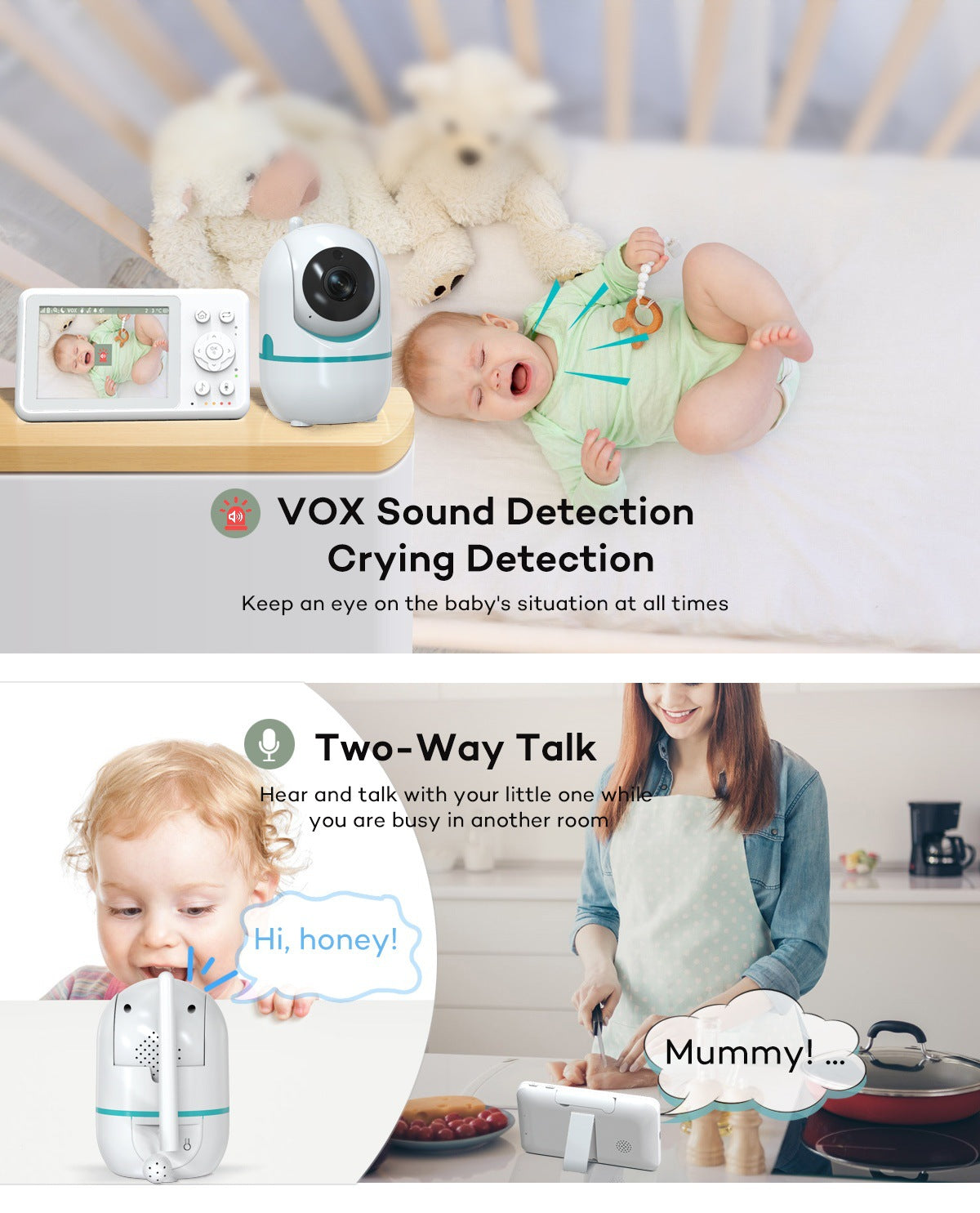 Baby Monitor3.2Inch Wireless Shaking Head Care Device HD Quality Monitor