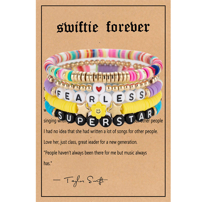 Taylor Music Jewelry Bracelet for Women Versatile High-End Bohemian Accessories SWIFTIE Alphabet Soft Clay Bracelet