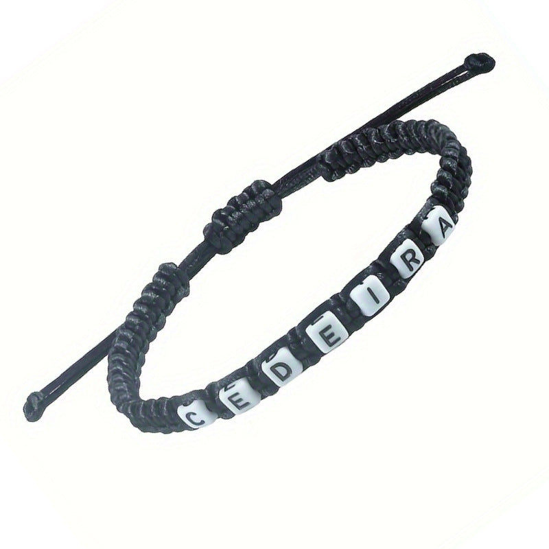 Hand-woven Colorful Bracelet for Women, Stretchable Gift Bracelet CEDEIRA Acrylic Letter Woven Bracelet