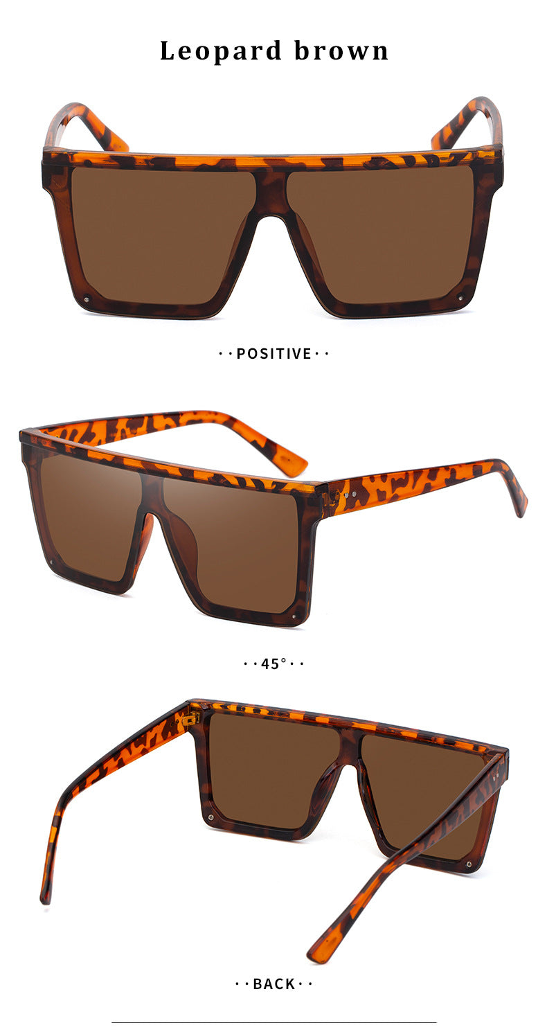 One-piece Lens Sunglasses for Men, High-end Fashion Sunglasses for Women, European and American Style Large Frame Square Glasses sunglasses