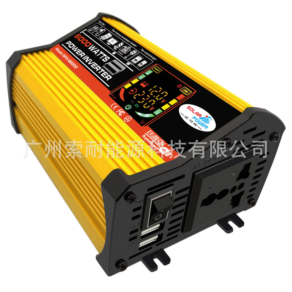 Car Converter Car Small Appliances500W Inverter12V Turn110V/220V Smart Color Screen Dual USB Mouth