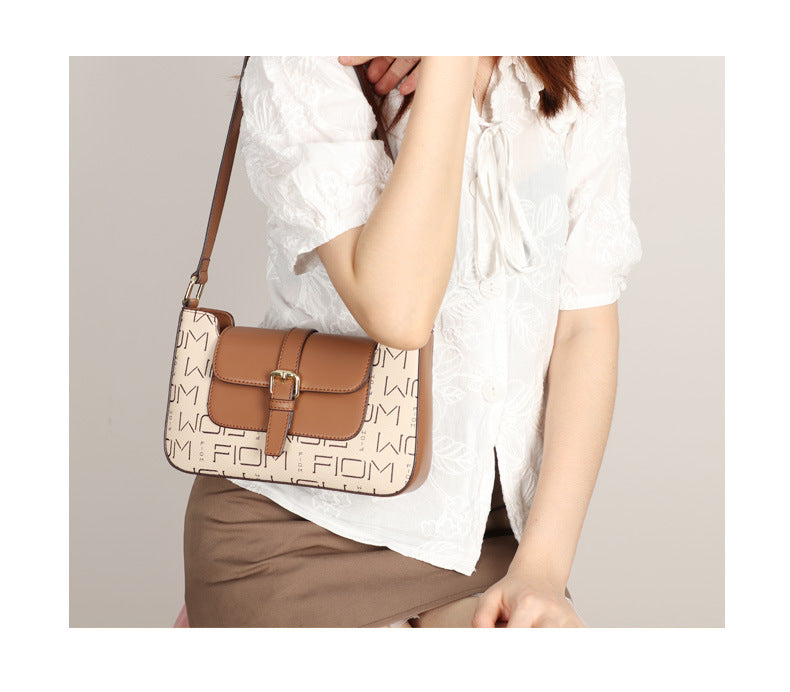 2024New Fashion Women's Bag Trendy Cowhide Letter Underarm Bag Niche Women's Shoulder Handbag