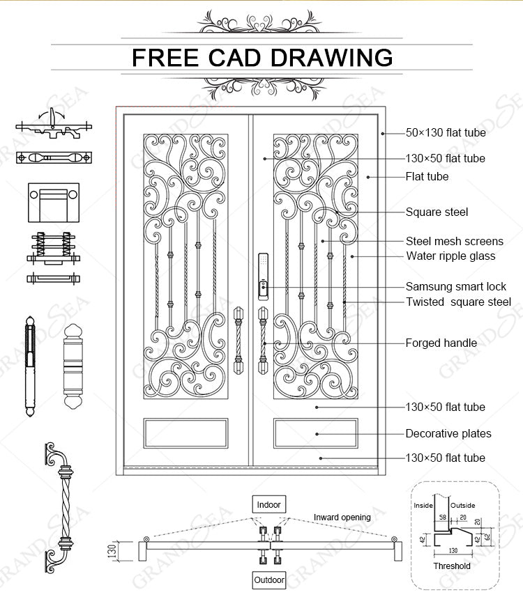 Exquisitely Designed Modern Exterior Arches Double Front Main  Wrought Iron Exterior Door Design