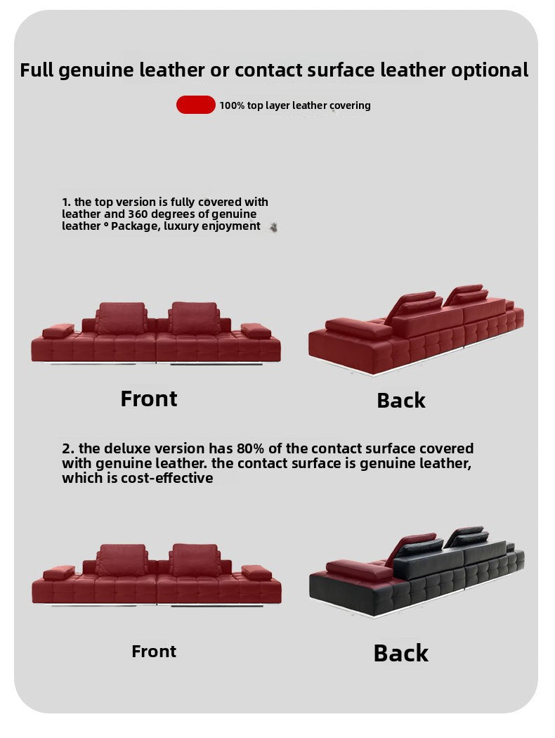 Lawrence Genuine Leather Sofa Italian Minimalist Style for Small and Large Apartments, Villas, and Clients, Corner Sofa, Modern Straight Row Leather Sofa Shipping and tax not included