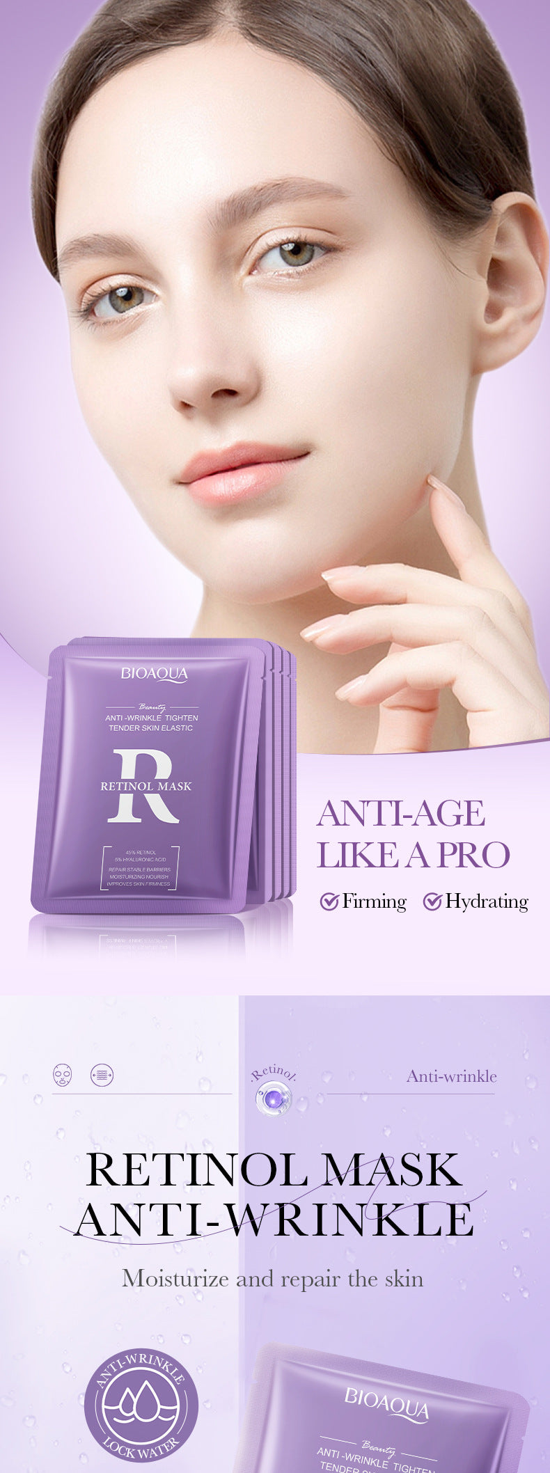 Mask25g BIOAOUA Dimension C Retinol Hydrating Moisturizing Mask Sheet Pack  Wholesale
