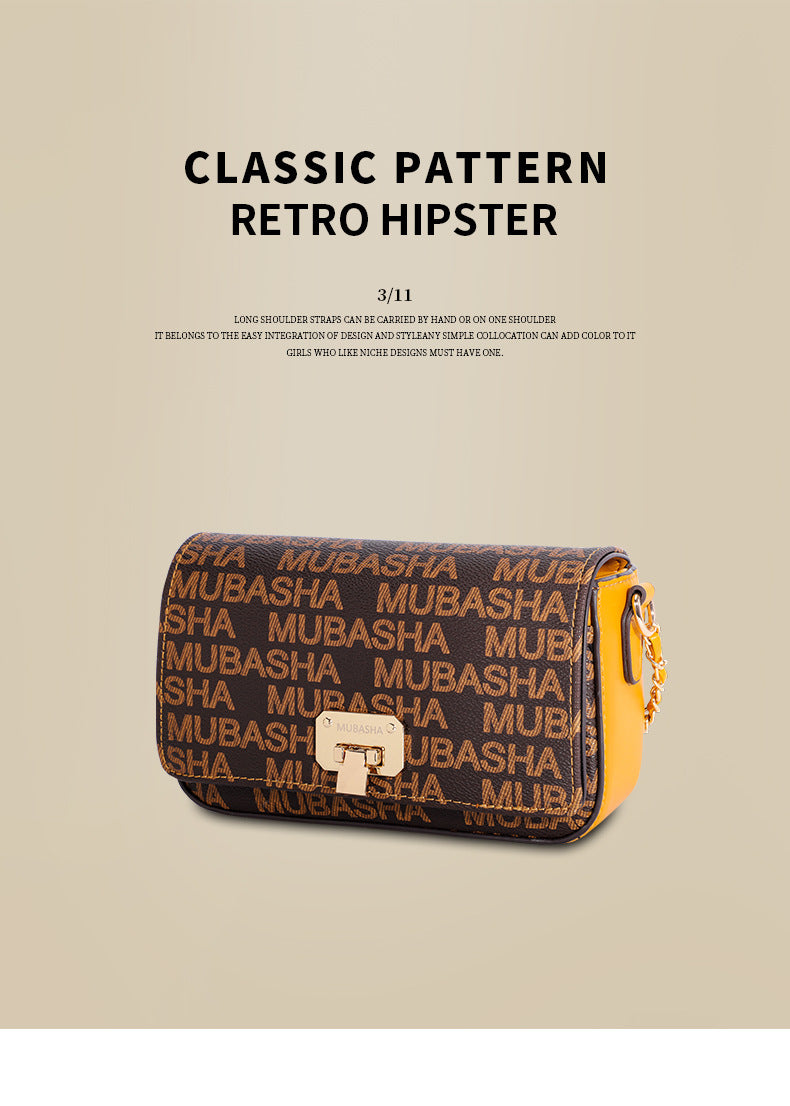 Unique Versatile Design Vintage Chain Small Square Bag for Women Retro Stylish Single Shoulder Bag Personality Simple Crossbody Bag