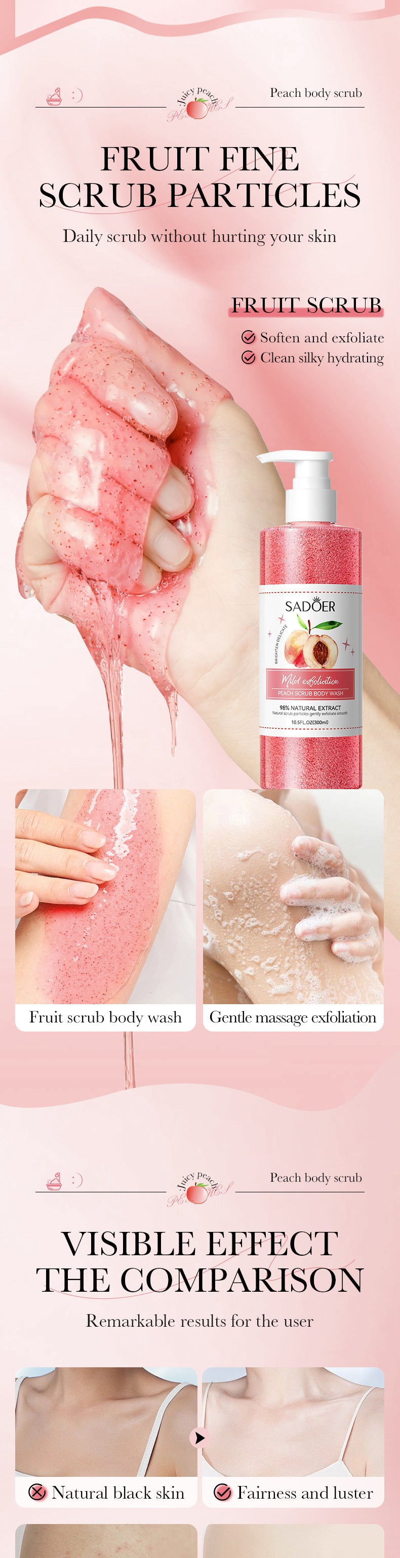 Fruit Body Wash300mlSADOER Kiwi Body Scrub Shower Gel  Wholesale