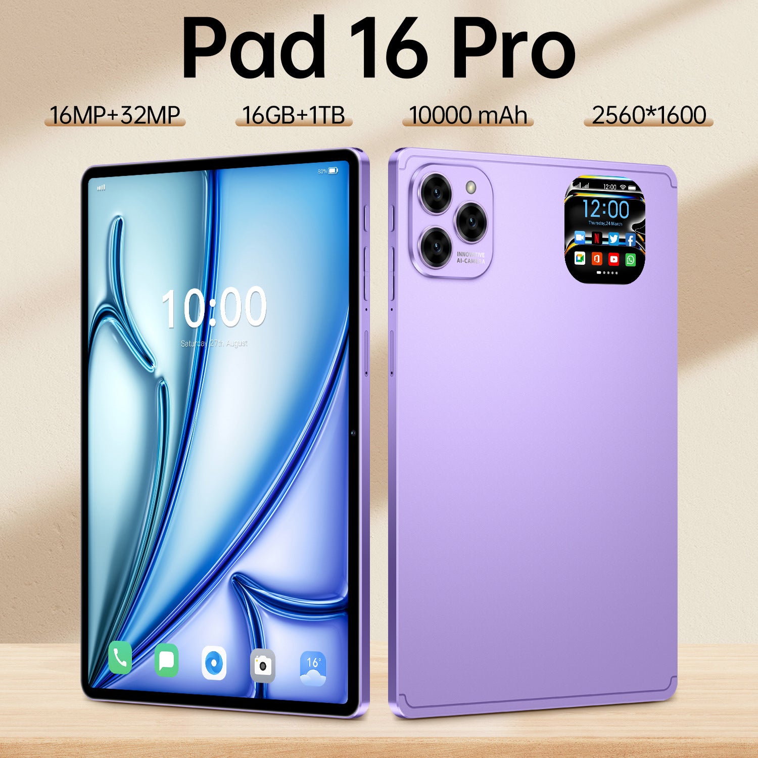 New model factory exclusive Pad 16 Pro Android Smart Tablet PC10Supports inch screen WiFi Bluetooth