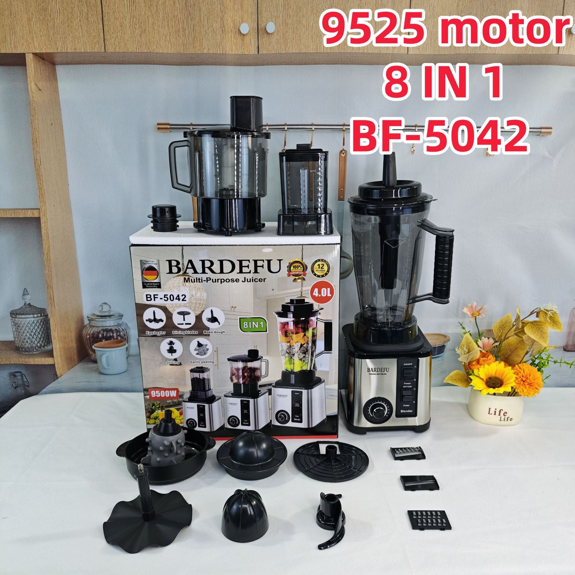 8in1blender Pure Copper Stainless Steel High-Power Meat Grinder Ice Crusher Juicer Blender with Dual Cup Design
