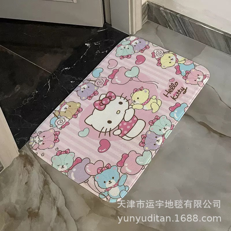 Flannel Mat Cartoon Kitty Bathroom Water Absorption Non-Slip Door Mat Pudding Dog Bathroom Mat Labeling and Dropshipping