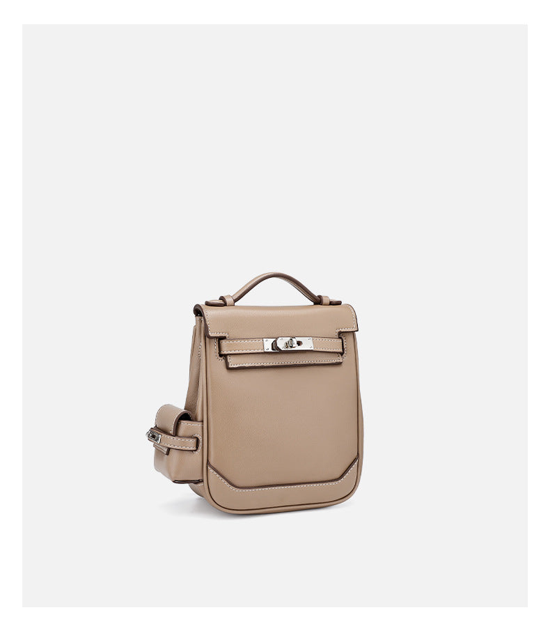 Genuine Leather Vintage Kelly Bag for Women, High-End Versatile Underarm Commuter Messenger Bag, Top Layer Cowhide Single Shoulder Crossbody Bag for Women