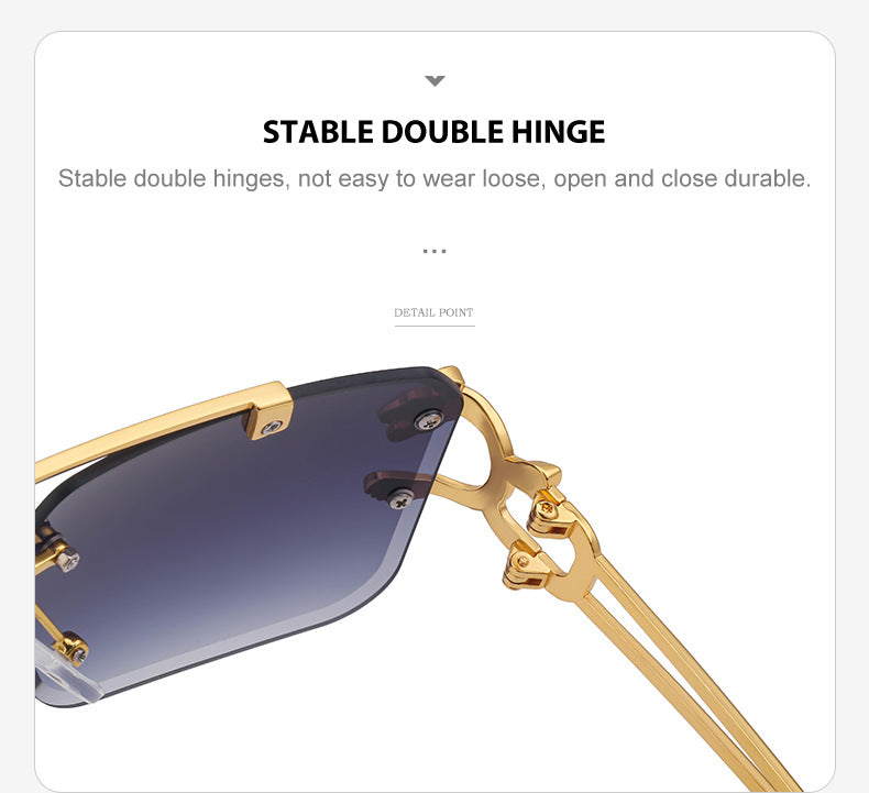 European and American Retro Double Bridge Sunglasses for Men Fashion Leopard Rimless Cut Edge Sunglasses for Women Wholesale shades
