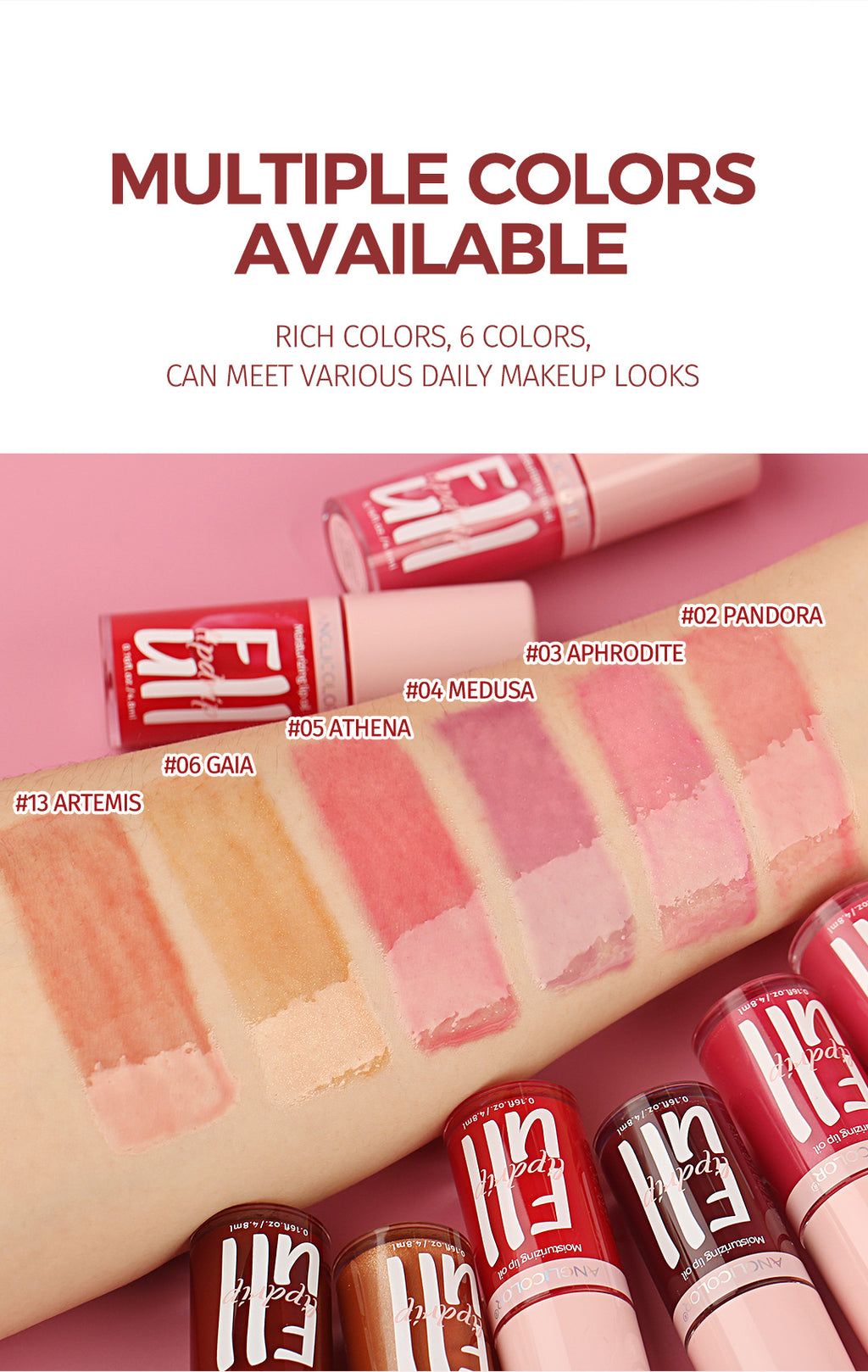 Anglicolor Temperature Changing Lip Oil Long-lasting Moisturizing Mirror Lip Gloss Plump Lips Color-changing Lip Glaze