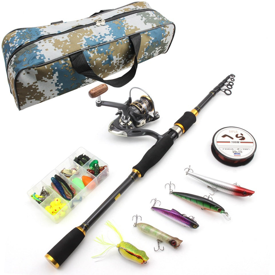 Wholesale Retractable Lure Rod Set Straight Handle Lure Spinning Reel Lure Bait Combination European and American Popular Fishing Gear