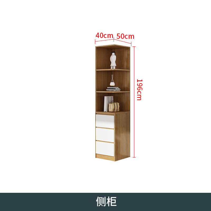 Natural Wood Color Cream Style Wardrobe with Flat Doors for Bedroom, Comes with Small Dressing Table, Freely Combinable Storage Cabinet
