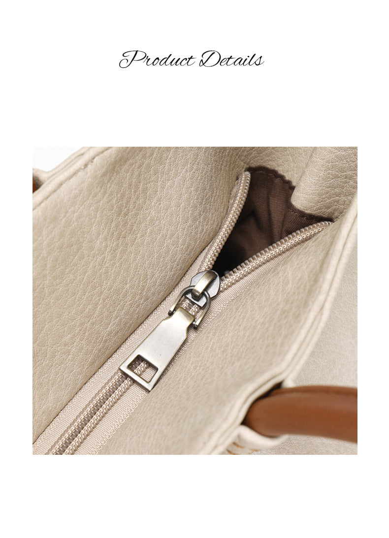 Korean Style2024New Fashionable and Elegant Simple Tote Bag Retro Large Capacity Mother-Daughter Bag for Women Shoulder Handbag Commuting